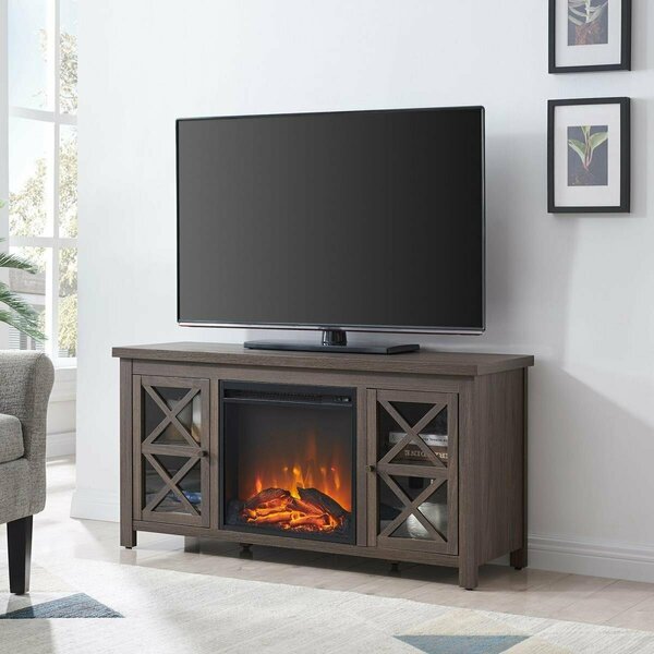 Henn & Hart 47.75 in. Colton TV Stand with Log Fireplace Insert Alder Brown TV1247